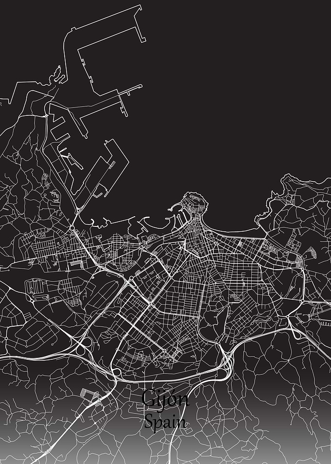 Gijon Map Print Spain