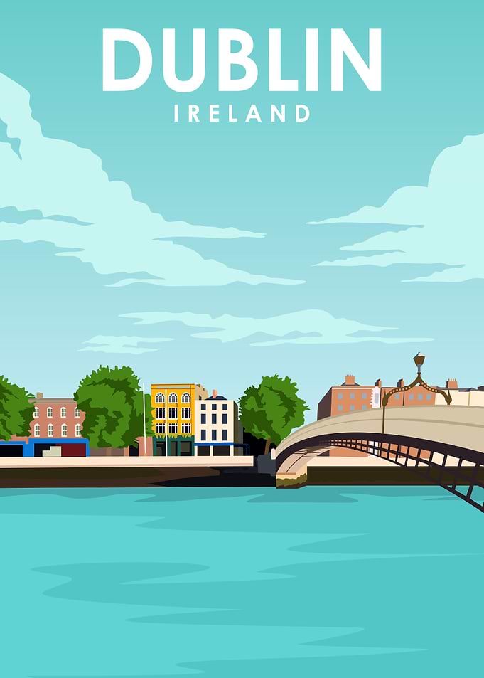 Dublin Ireland Travel Art