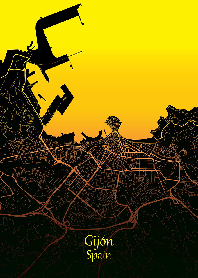 Gijon Map Print Spain