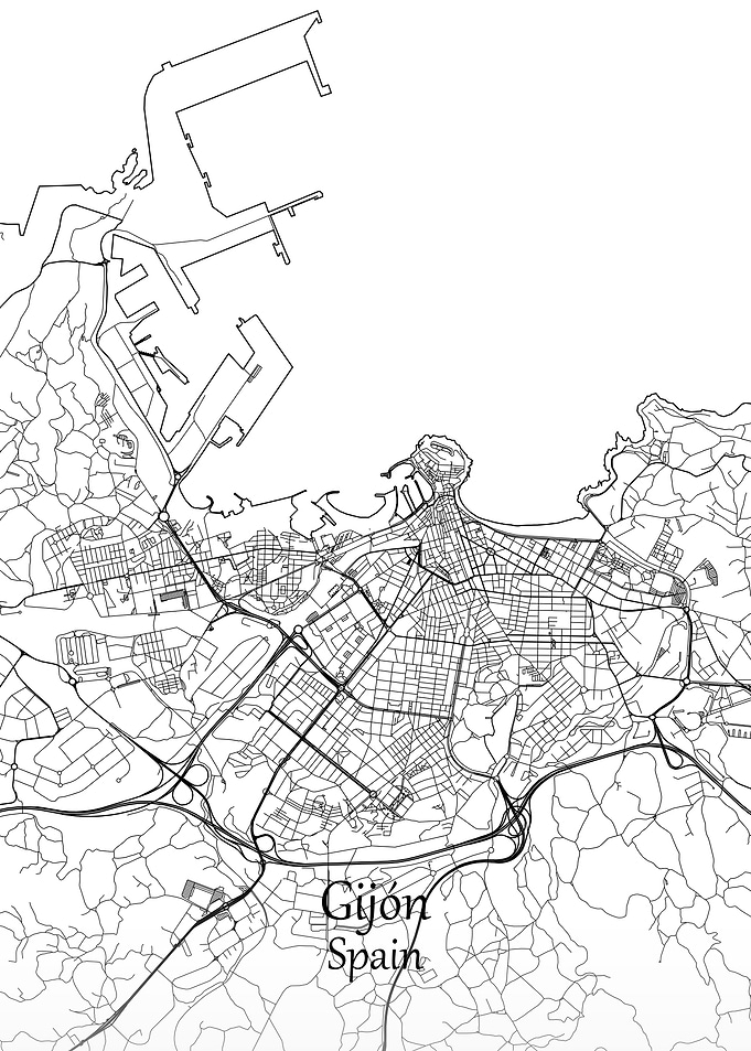 Gijon Map Print Spain