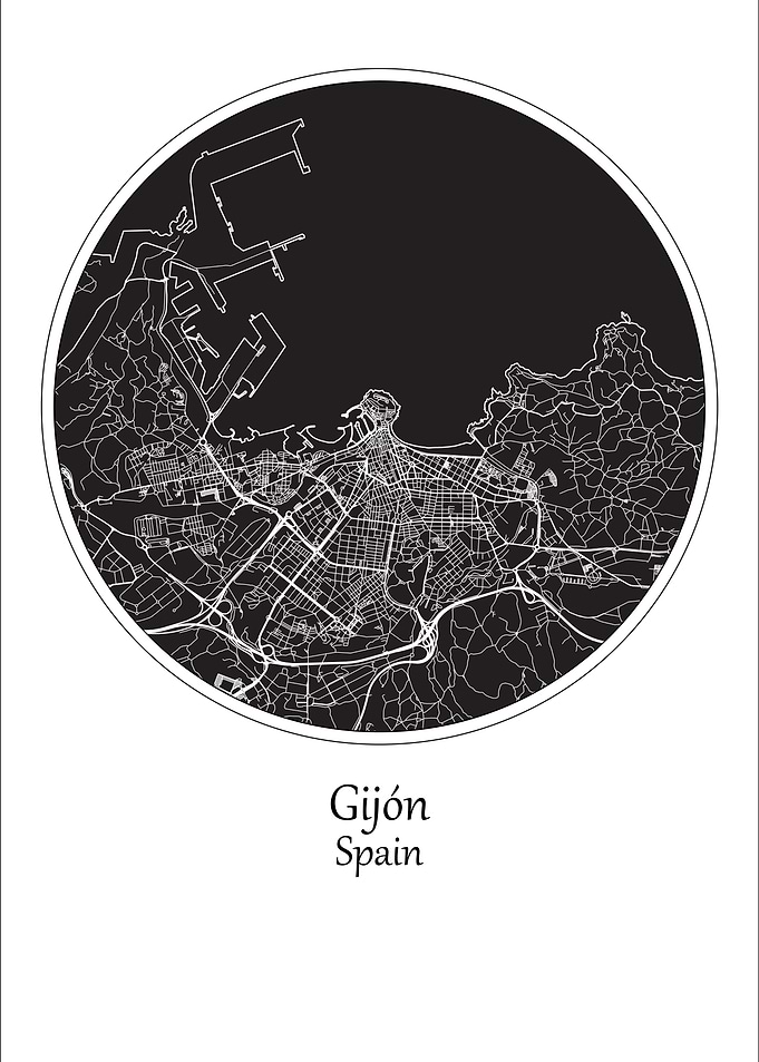 Gijon Map Print Spain