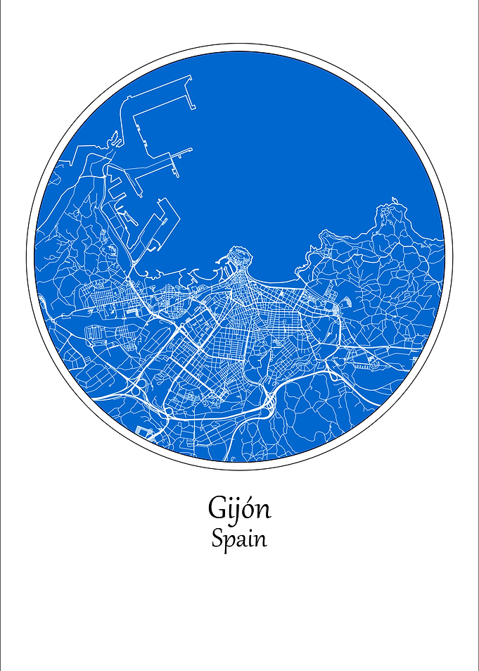 Gijon Map Print Spain