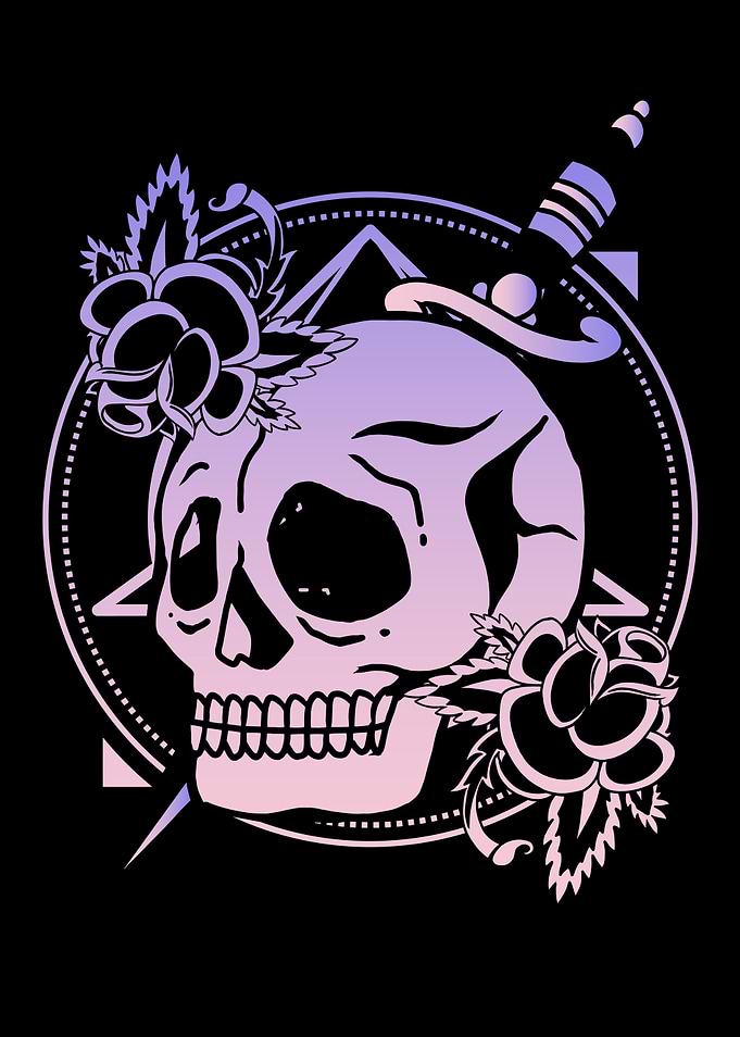 Skeleton Skull Rose