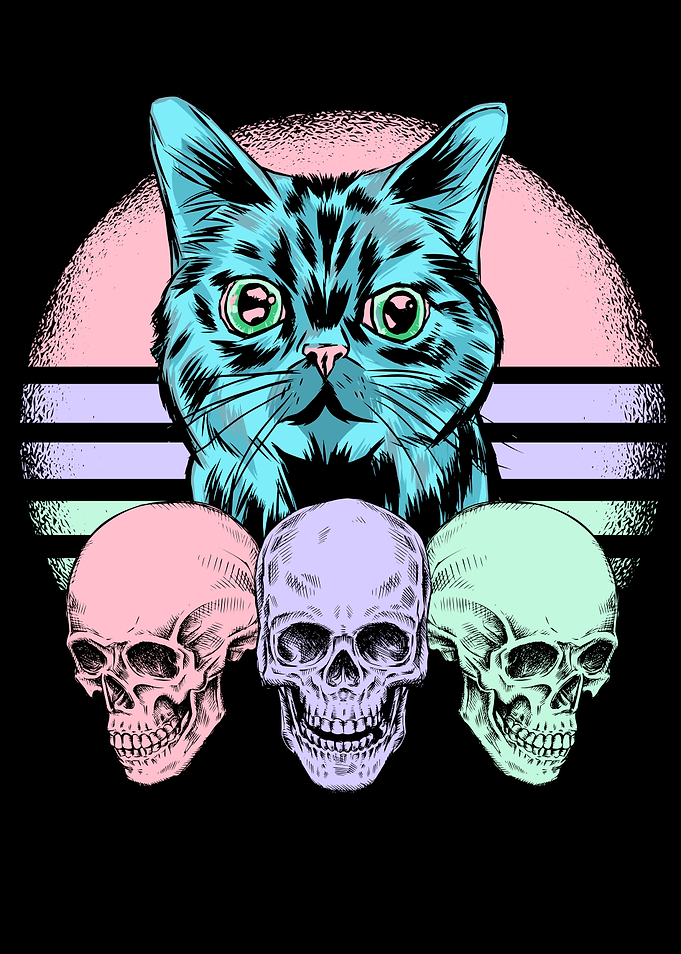 Skeleton Skull Cat Nu Goth