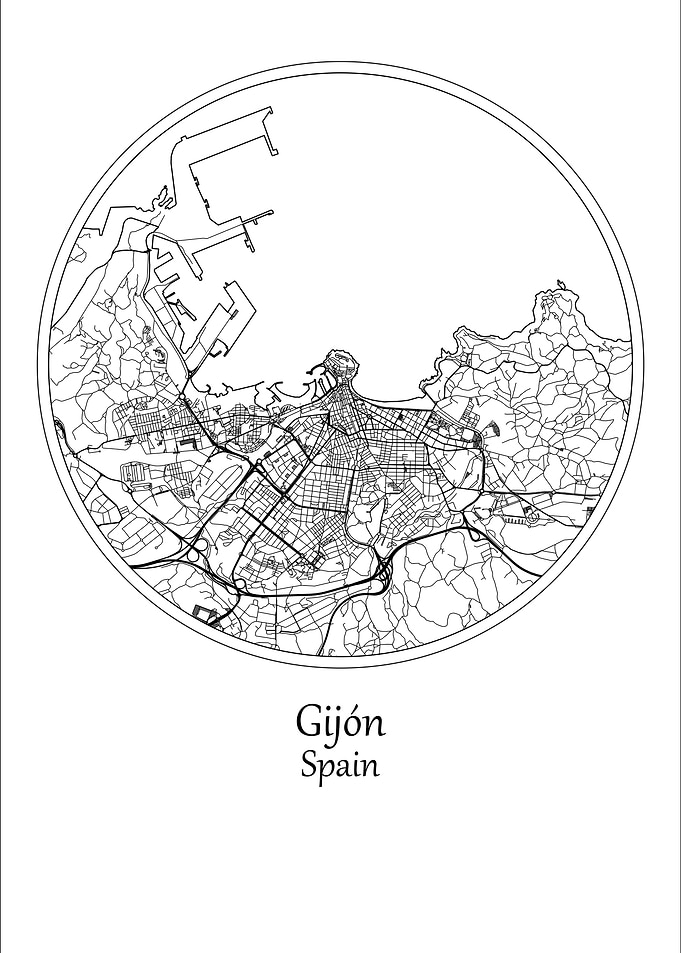 Gijon Map Print Spain