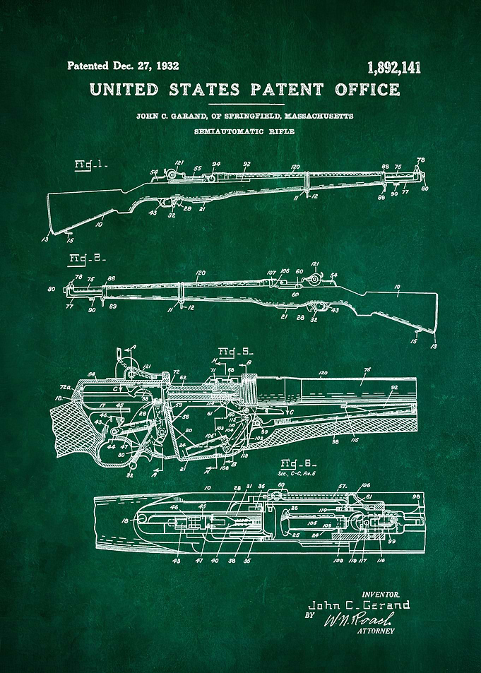 2 M1 Garand Rifle Patent