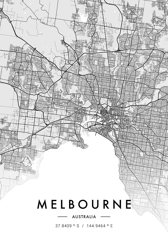 Melbourne City Map White