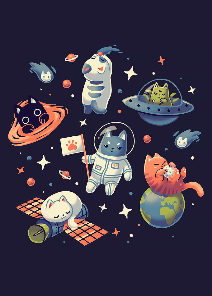 Cute Kitty Cats in Space