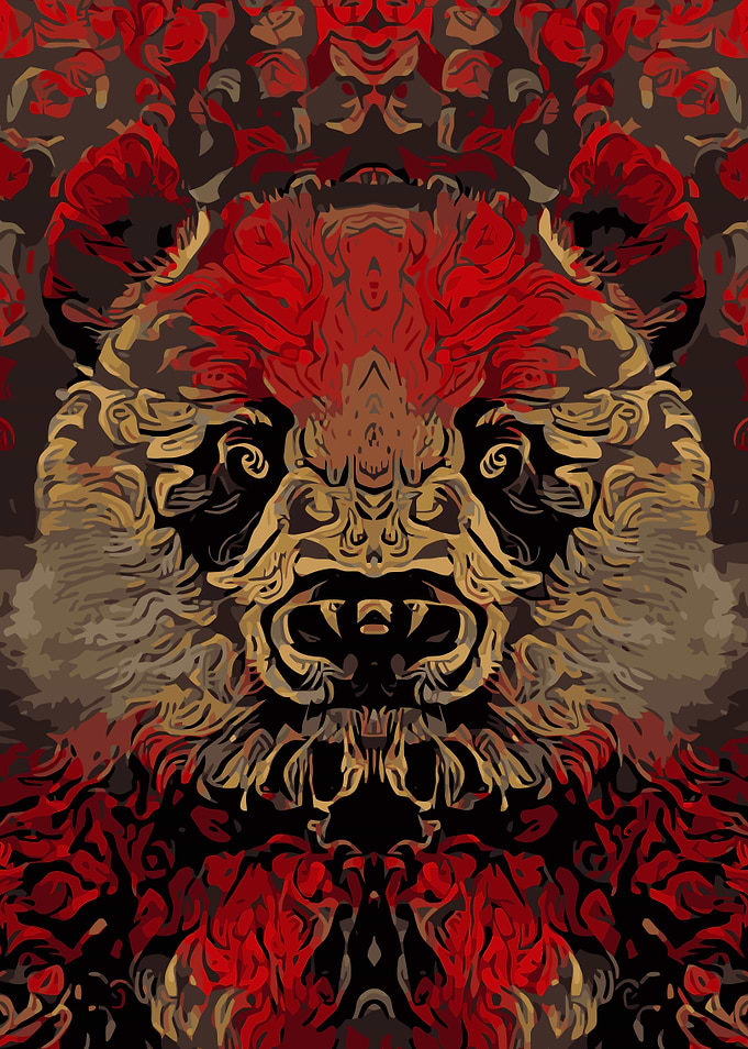Panda Bear Rose Art