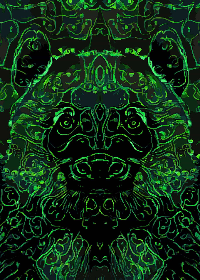 Panda Bear Green Abstract