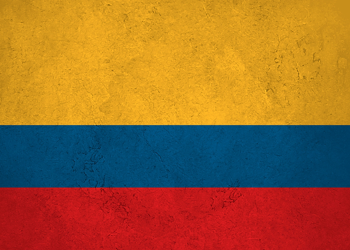 Flag of Colombia on wall