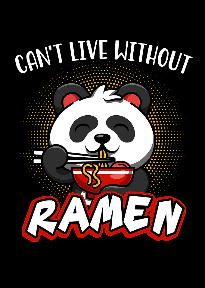 Cute Panda eats Ramen Soup