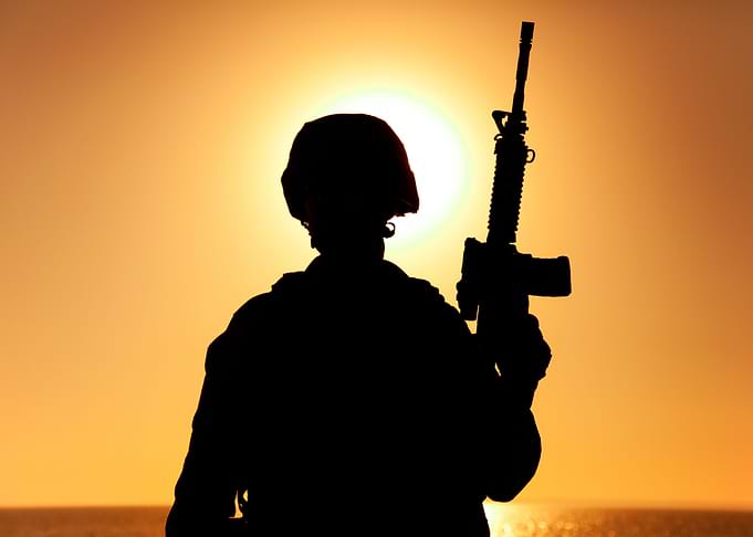 Silhouette of army soldier