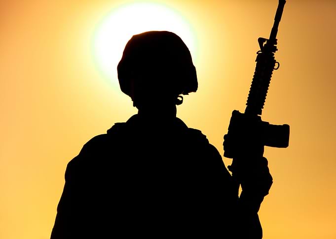 Silhouette of army soldier