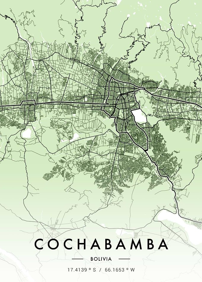 Cochabamba City Map Green