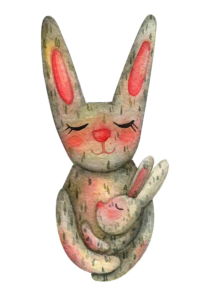Rabbit And Baby Watercolor