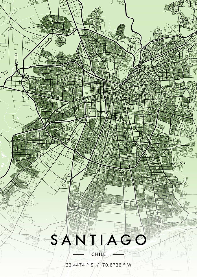 Santiago City Map Green