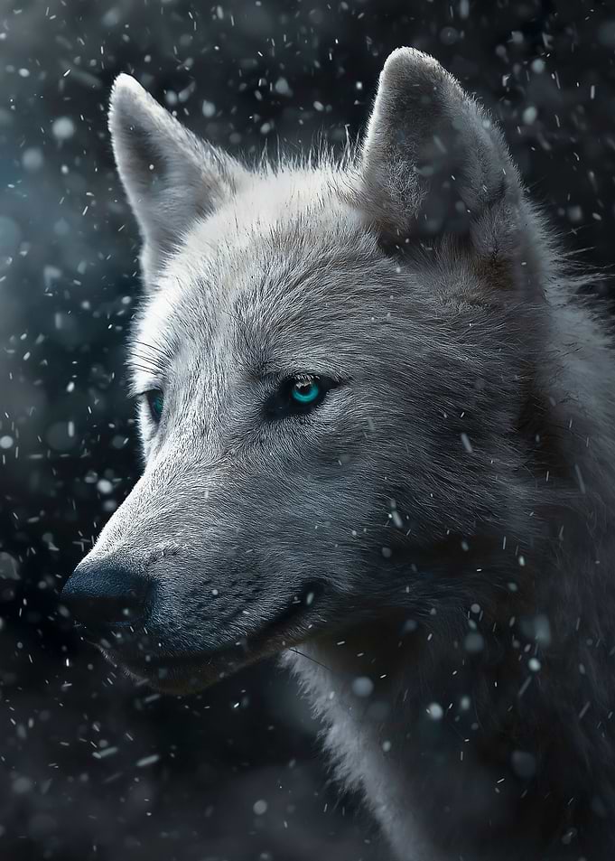 white Wolf blue eyes art