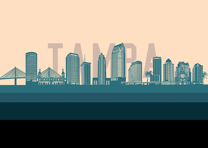 tampa skyline retro