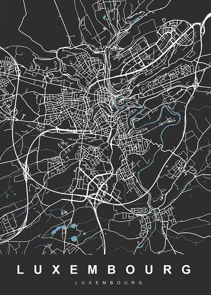 LUXEMBOURG City Map Black