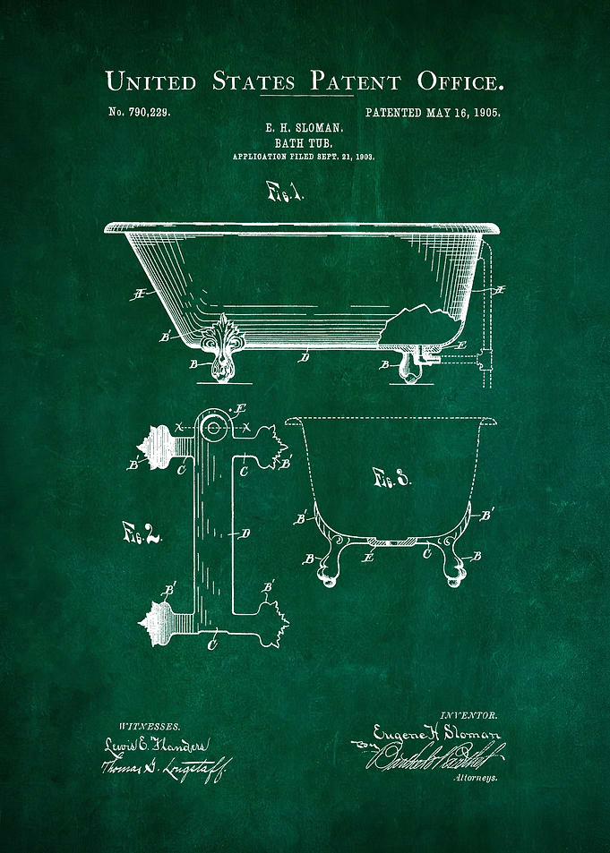 17 Bathtub Patent Print