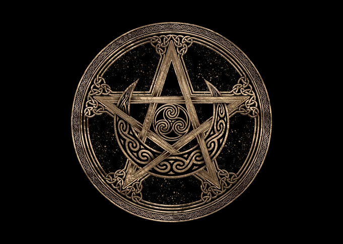 Pentagram Triskelion Moon