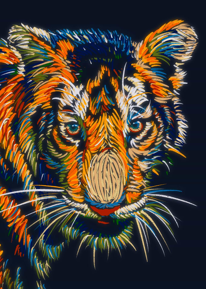 Tiger color lineart