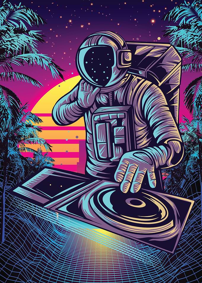 RETROWAVE ASTRONAUT DJ