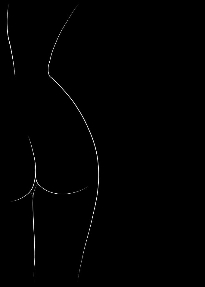 Sensual Girl Ass Line Art