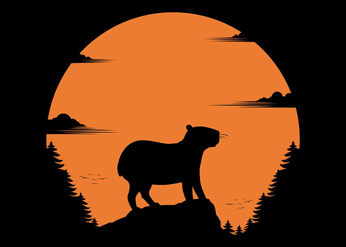 Capybara Retro Sunset Capy
