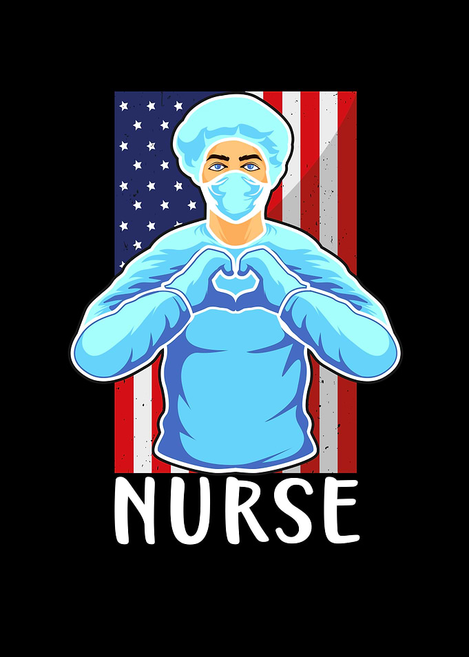 Nurse Heart USA Flag