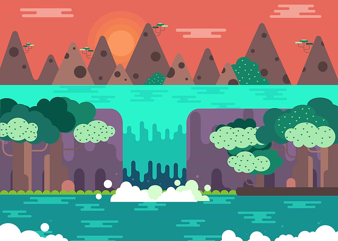Waterfall in the evening