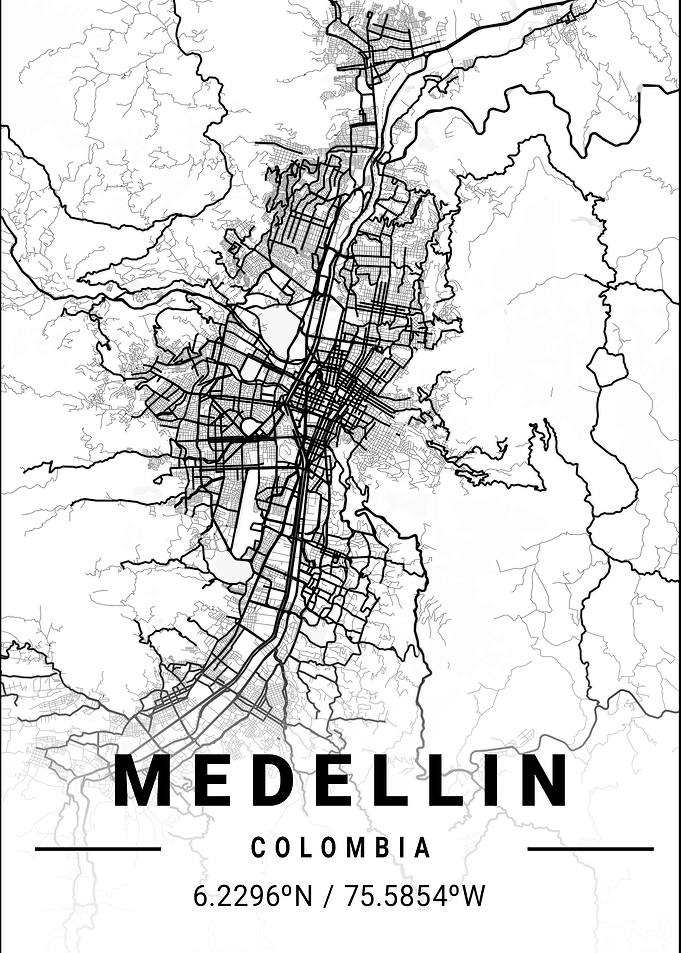 Medellin Colombia City Map