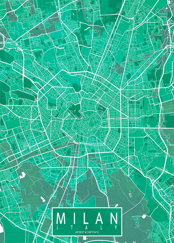 Milan City Map Watercolor