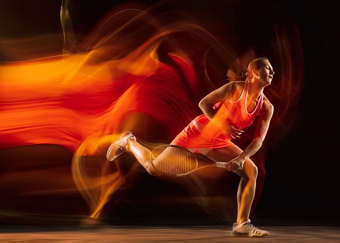 Tennis player in practice