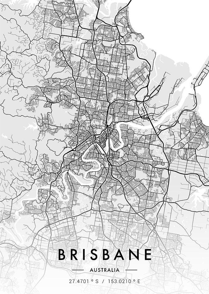 Brisbane City Map White