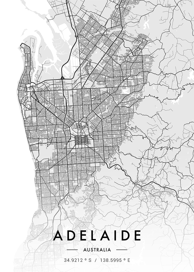 Adelaide City Map White