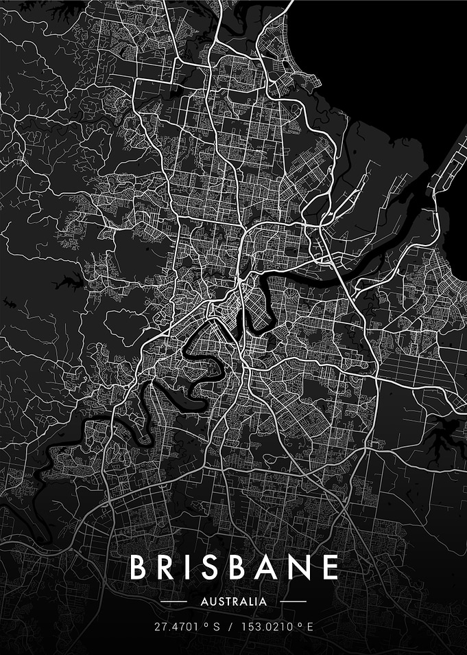 Brisbane City Map Dark