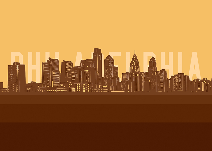 philadelphia skyline retro
