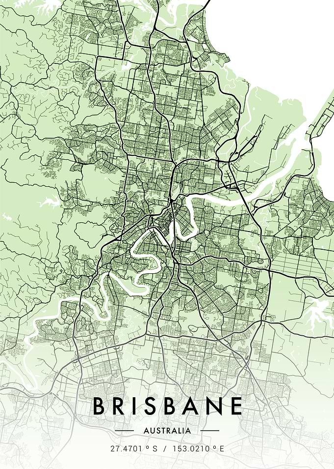 Brisbane City Map Green