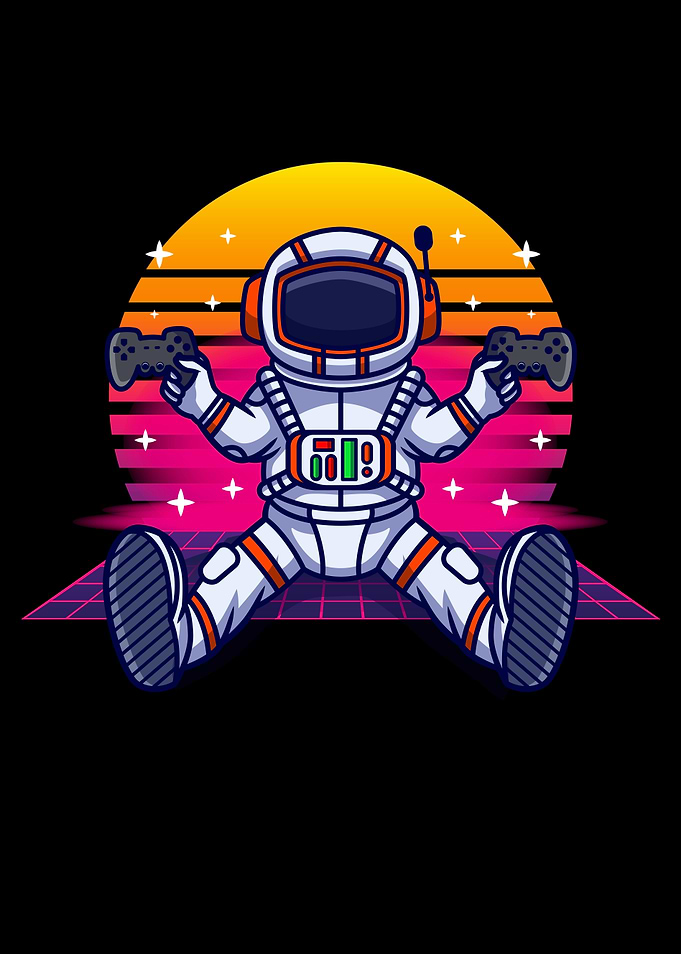 Retrowave Astronaut Gamer