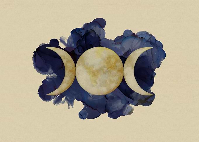 Triple Moon Watercolor