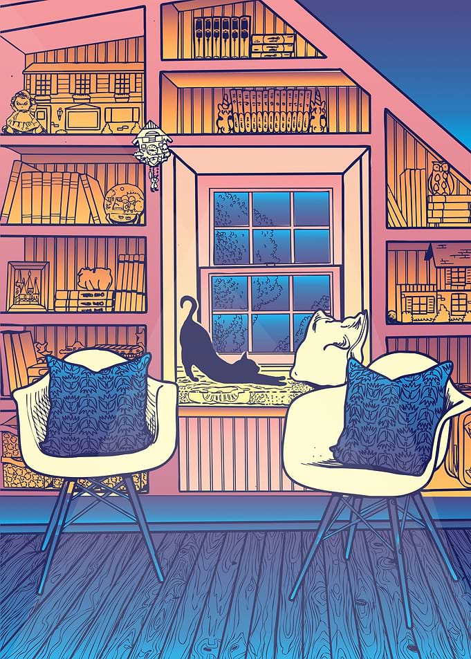 Pop Cat Flat Books Reading