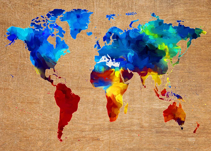 Colorful World Map Wooden