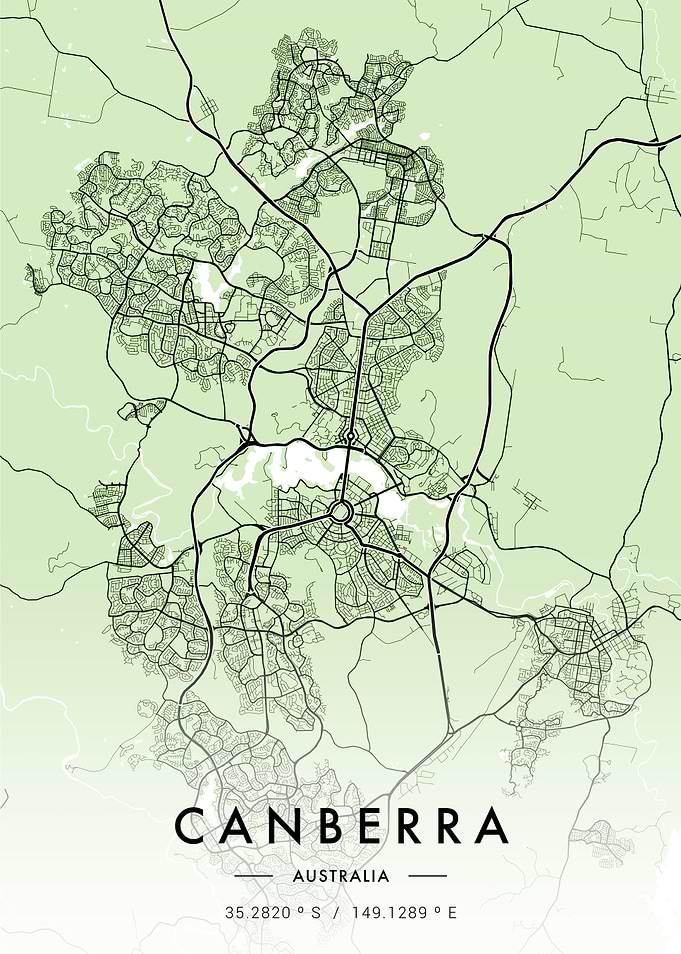 Canberra City Map Green
