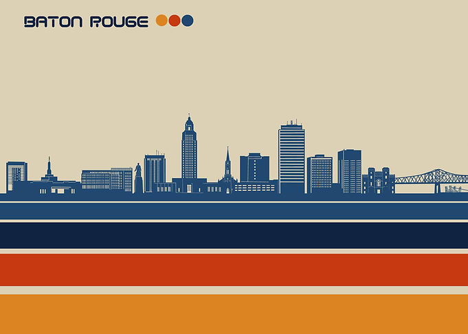 baton rouge skyline retro