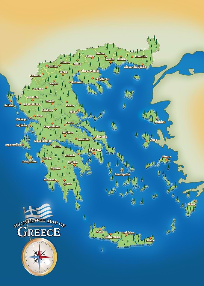 Illustrated map of Greece