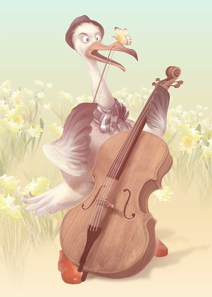 Ostrich Playing the Cello