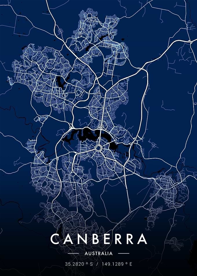 Canberra City Map Blue
