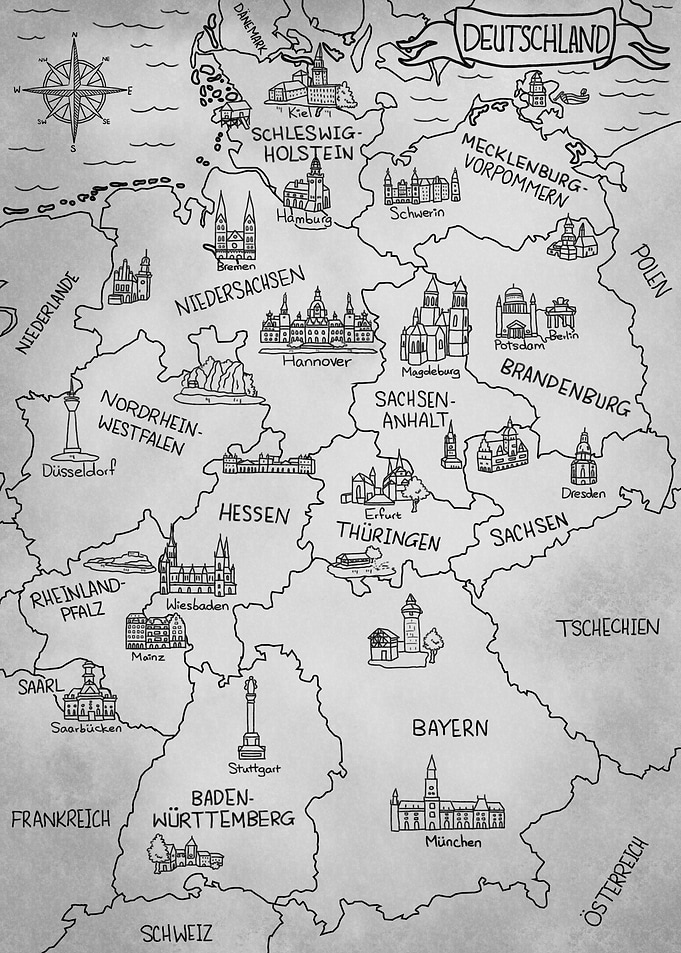 Deutschlandkarte Grau